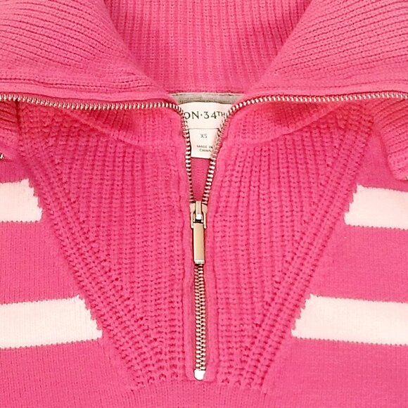 ON 34TH Women's Quarter-Zip Sailor Collar Sweater - Fuschia Combo - Picture 7 of 11